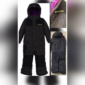 BURTON Gore-Tex Striker One Piece Black Snowsuit Toddler Girls Sz 4 EXCELLENT